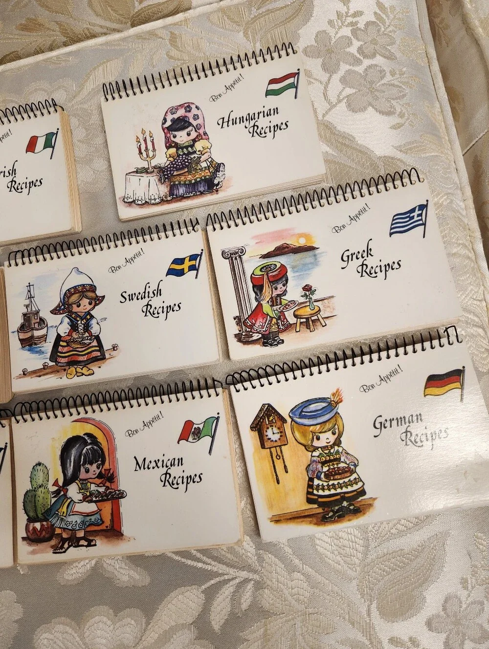 Vintage Ethnic Spiral Bound Cookbooks Hungarian Mexican French Greek Set of 8